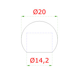 Guľa koncová ø 20 mm na trubku ø 14 mm, leštená AISI 304 Guľa koncová ø 20 mm na trubku ø 14 mm, leštená AISI 304